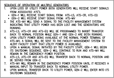 Sequence of Operation of Multiple Generators